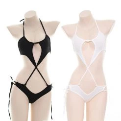 Juwas CLOTHING Sexy String Lingerie- Black And White