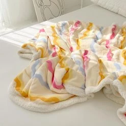 Juwas HOME&LIFESTYLE Rainbow Curls Plush Velvet Blanket