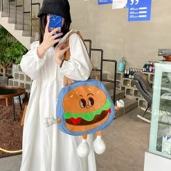 Juwas Cartoon Hamburger Shoulder Bags