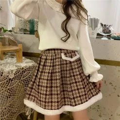 Juwas Plaid Winter Mini Skirt CLOTHING