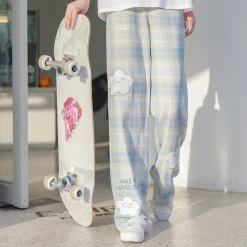 Juwas NEW ARRIVAL Cloud Plaid Style Trouser Pants