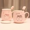 Juwas Pastel Pink Hamster Mug With Lid And Spoon