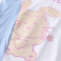 Juwas Rabbit Side Sleeve Bow Ribbon T-Shirt