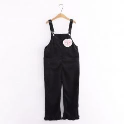Juwas Rabbit Embroidery Pockets Corduroy Overalls