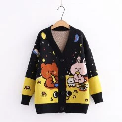 Juwas Comfy Cartoon Knitted Cardigan CLOTHING