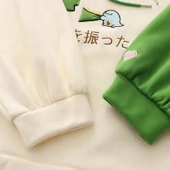 Juwas CLOTHING Cute Cartoon Dinosaur Japanese Letter Embroidery Hoodie