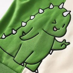 Juwas Dinosaur Love Heart Embroidery Hoodie CLOTHING