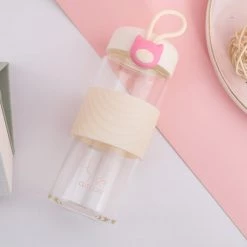 Juwas Cute Cat Glass Water Bottle