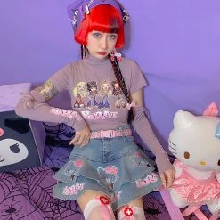 Juwas NEW ARRIVAL Kitties Print Short Skirt