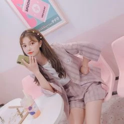 Juwas NEW ARRIVAL Kawaii College Pink Plaid Coat Blazer 12 Juwas NEW ARRIVAL Kawaii College Pink Plaid Coat Blazer