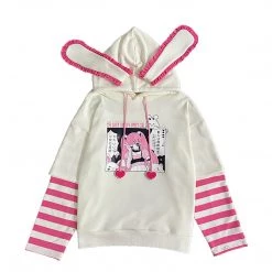 Juwas CLOTHING Japanese Cartoon Print Rabbit Ears Hoodies