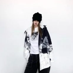 Juwas Retro Black Color Splash Oversize Jacket 12 Juwas Retro Black Color Splash Oversize Jacket