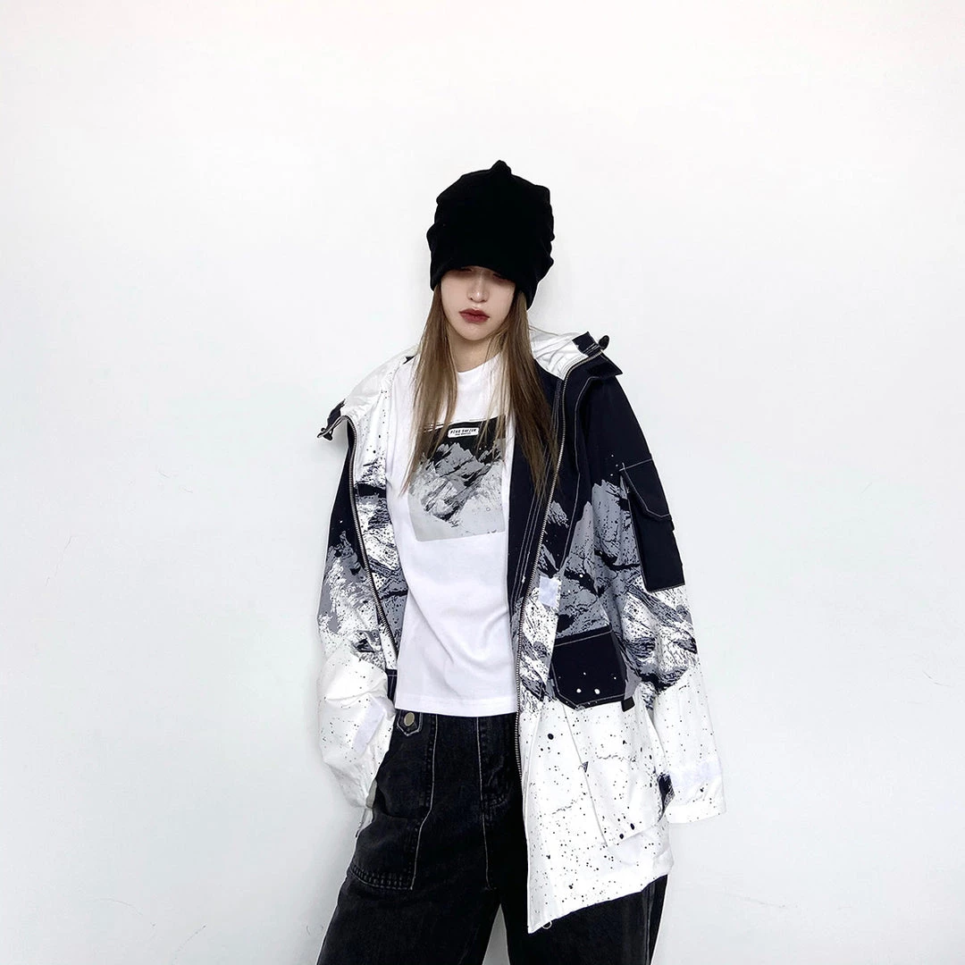 Juwas Retro Black Color Splash Oversize Jacket 6 Juwas Retro Black Color Splash Oversize Jacket