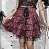 Juwas Goth Red Lace Layer Skirt