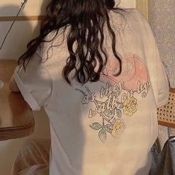 Juwas Floral Hat Print Cotton T-shirt