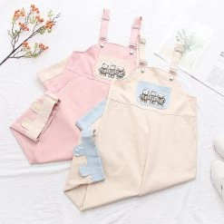 Juwas CLOTHING Cartoon Animals Embroidery Pocket Overall