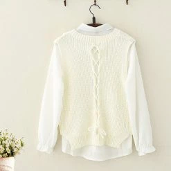 Juwas.com Online Store Japanese College Style Bowknot Shirt Vest Set