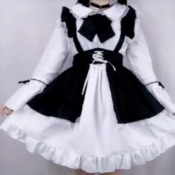 Juwas Lolita Maid Front Bow Lace Up Mini Dress