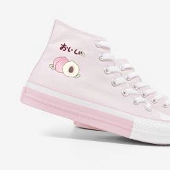 Juwas Japanese Harajuku Pink Peach High-Cut Sneakers