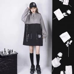 Juwas NEW ARRIVAL Goth Chain Adjustable Belt Sweatshirt Dress