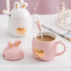 Juwas Bunny Love Heart Ceramic Mug Cups & Bottles