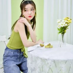 Juwas Kawaii Flower Sleeveless Crop Tank Top