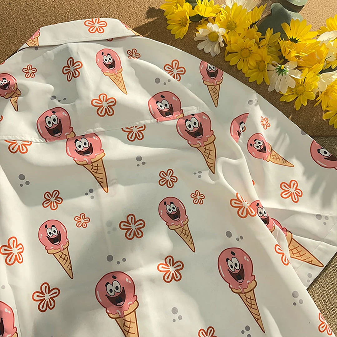 Juwas Ice Cream Print Loose Polo Top NEW ARRIVAL 6 Juwas Ice Cream Print Loose Polo Top NEW ARRIVAL