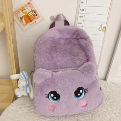 Juwas Cute Cat Eyes Furry Backpack