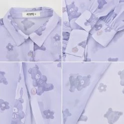 Juwas Kawaii Bear Overshirt Polo Jacket