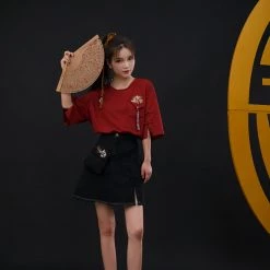 Juwas Chinese Flower Embroidered T-shirt Skirt Set NEW ARRIVAL