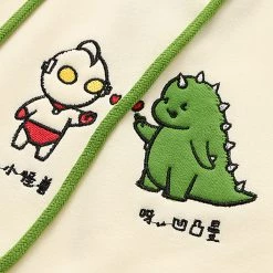 Juwas Cartoon Dinosaur Embroidery Hoodie CLOTHING