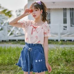 Juwas Heart Buckled Denim Shorts NEW ARRIVAL