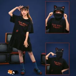 Juwas NEW ARRIVAL Cute “Good Things Happen” Hoodie Dress