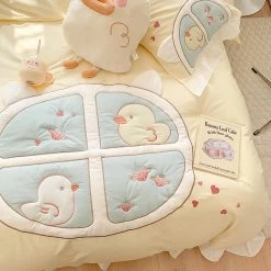Juwas Cute Duckling Embroider Cotton Bedding Set 15 Juwas Cute Duckling Embroider Cotton Bedding Set