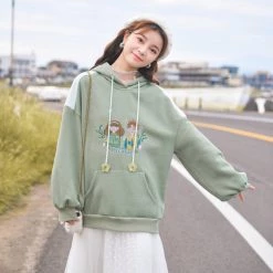 -Juwas NEW ARRIVAL Blossoming Love Story Pale Green Hoodie