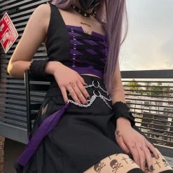 Juwas CLOTHING Sexy Streetwear Backless Bandage Tops And Mini Skirts Set