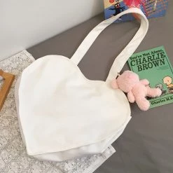 Juwas Love Heart Canvas Crossbody Bag