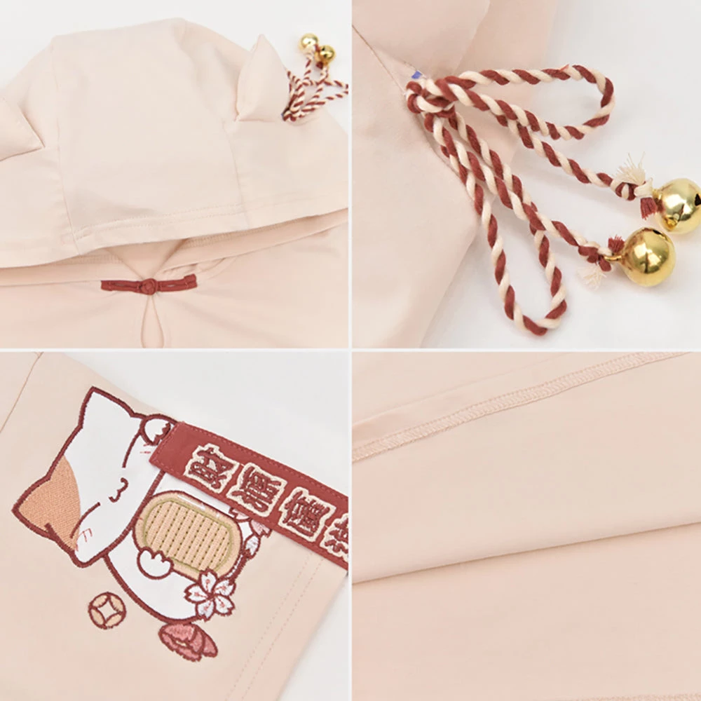 Juwas Japanese Lucky Cat Khaki Hooded Top 10 Juwas Japanese Lucky Cat Khaki Hooded Top