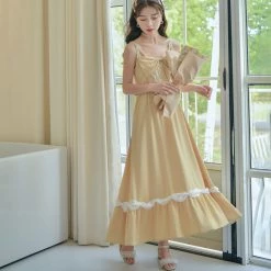 Juwas NEW ARRIVAL Princess Ribbon Chiffon Maxi Dress