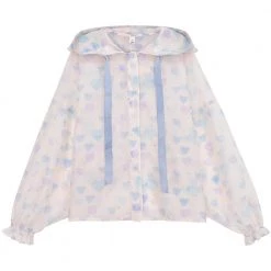Juwas NEW ARRIVAL Pastel Blue Hearts Hoodie Blazer
