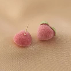 Juwas NEW ARRIVAL Pink Peach 925 Sterling Silver Stud Earrings