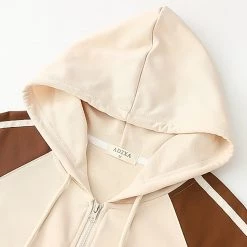 Juwas Bear Embroidery Zip Up Hooded Jacket