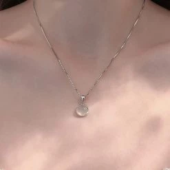 Juwas White Nephrite Silver Pendant Necklace NEW ARRIVAL