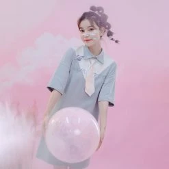 Juwas Kawaii Explorer Two-Toned Collar Midi Dress