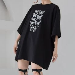 Juwas NEW ARRIVAL Butterflies Print Streetwear Loose T-shirt