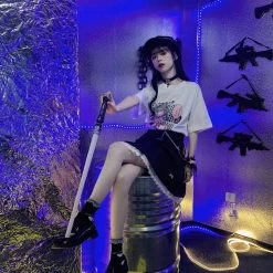 Juwas NEW ARRIVAL Goth Oversize Black Ruffle Skirt