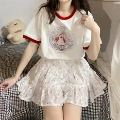 Juwas NEW ARRIVAL Cartoon Princess Print Cotton T-shirt