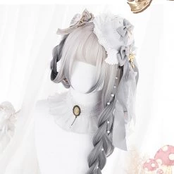 Juwas Silver Gray Ombre Long Straight Wig