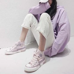 Juwas Lavender High Cut Canvas Shoe Sneakers NEW ARRIVAL