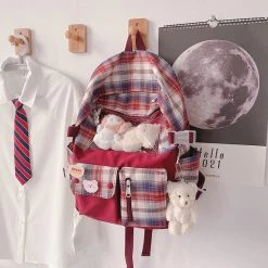 Juwas Clear Pocket Plaid Backpack Bag HOME&LIFESTYLE